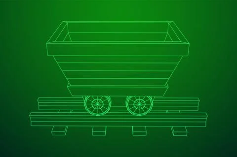 Trolley mine on rails vector 스톡 일러스트