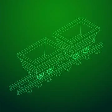 Trolley mine on rails vector 스톡 일러스트