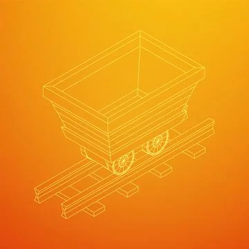 Trolley mine on rails vector Stock Illustration