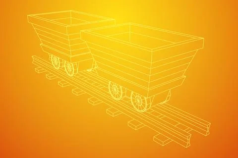 Trolley mine on rails vector Stock Illustration