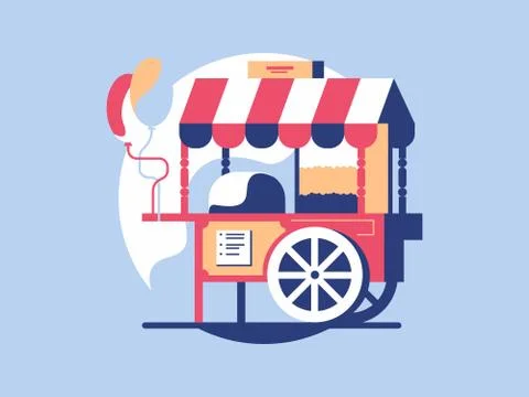 Trolley with popcorn Stock Illustration