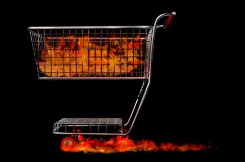 Trolley render fire sale liquidation hot bargins Stock Illustration