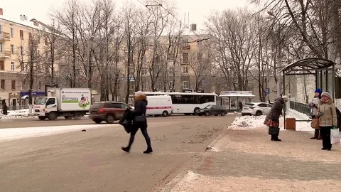 The trolley stops Stock Footage 70522819