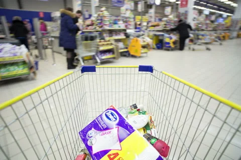 Trolley in the store Stock Footage 47174716