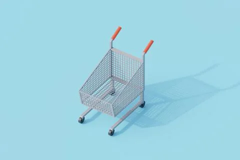 Trolley store single isolated object. 3d render illustration with isometric Stock Illustration