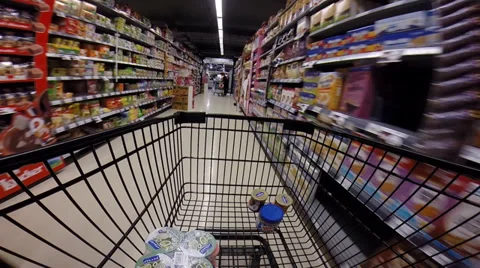 Trolley in a supermarket Stock Footage 36508728