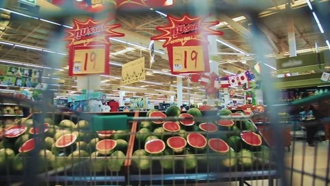 Trolley in a supermarket Stock Footage 75569223