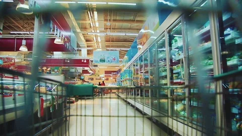 Trolley in a supermarket Stock Footage 75569255