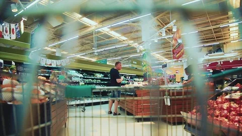 Trolley in a supermarket Stock Footage 75569300