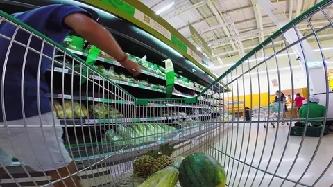 Trolley in a supermarket Stock Footage 75569432