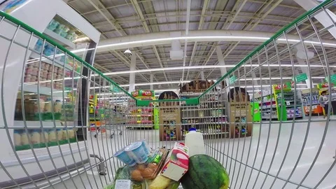 Trolley in a supermarket timelapse Video stock 75569415