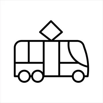 Trolleybus flat icon. Pictogram for web. Line stroke. Isolated on white backg Stock Illustration