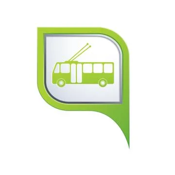 Trolleybus icon on green map pointer Stock Illustration