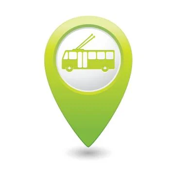 Trolleybus icon green map pointer Stock Illustration