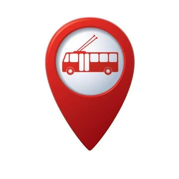 Trolleybus icon red map pointer Stock Illustration