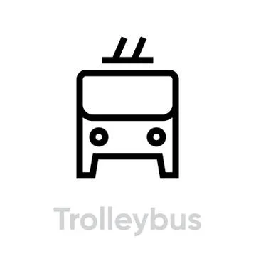Trolleybus icon vector editable line. Electric Bus symbol Illustration