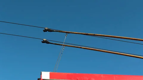 Trolleybus moves away Stock Footage 39283413