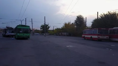 Trolleybus park 3 Stock Footage 337776453