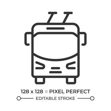 Trolleybus pixel perfect line icon Stock Illustration