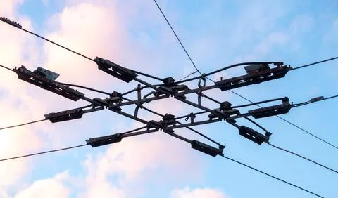 Trolleybus Wires Intersection Stock Photos