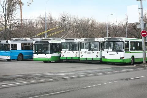 Trolleybuses row Stock Photos