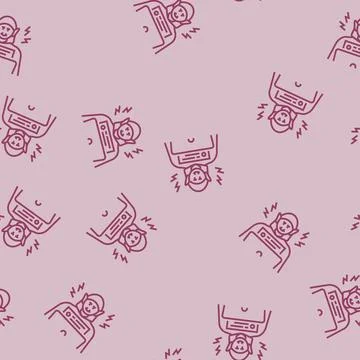 Trolling cyberbullying line seamless pattern Stock Illustration