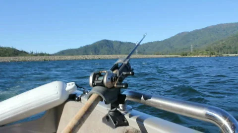 Trolling a deep water lake Stock Footage 776449