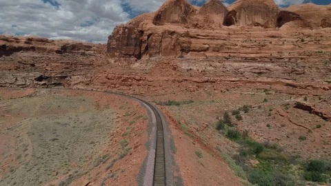 Trolling down the train tracks Stock Footage 97308229