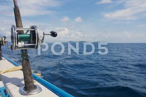 Trolling rods with reels Stock Photos