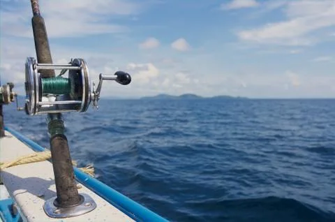 Trolling rods with reels Stock Photos
