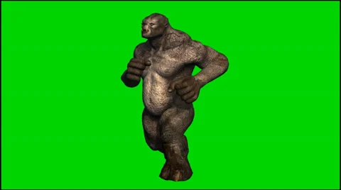 Trolls Mythical Fantasy Creature run - seperated on green screen Stockbeeldmateriaal 33741123