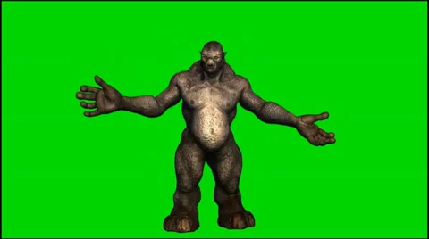 Trolls Mythical Fantasy Creature is surprised - seperated on green screen Video stock 33738046