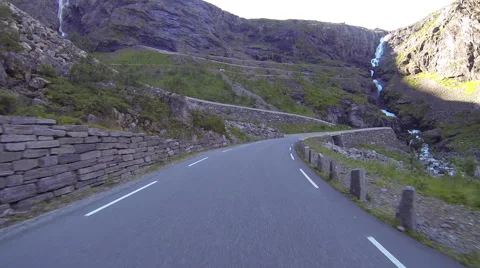 Trollstigen accent as seem from car front window Video stock 45885299