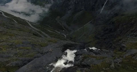 Trollstigen dramatic flyover Stock Footage 69251973