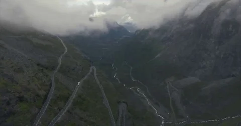 Trollstigen dramatic flyover Stock Footage 69252183