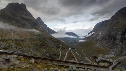 Trollstigen during an autumn day Stock Footage 250463556