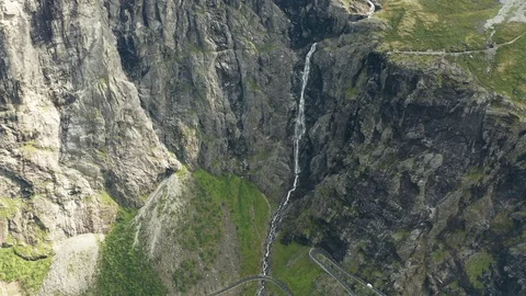 Trollstigen or Trolls Path is a serpentine mountain road in Norway Vídeos de archivo 115196853
