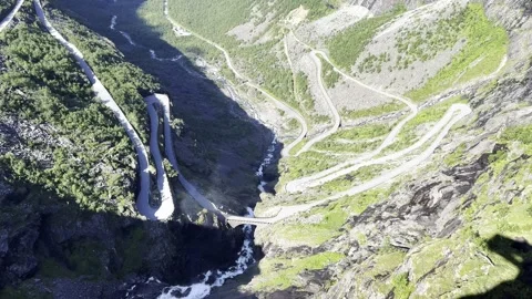Trollstigen Outer Viewpoint for roads troll norway Stock Footage 309140989