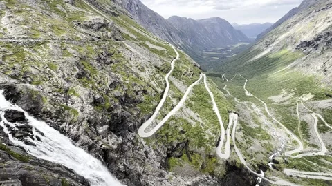 Trollstigen road top view Stock Footage 317246280