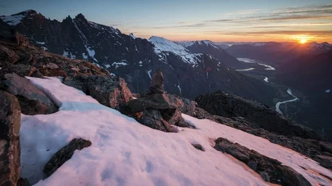 Trollvegen in sunset Stock Footage 87789243