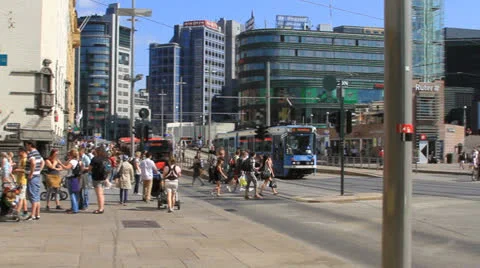 Trolly in Downtown Oslo Stock Footage 27216647