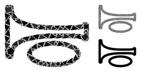 Trombone Composition Icon of Raggy Elements Stock Illustration