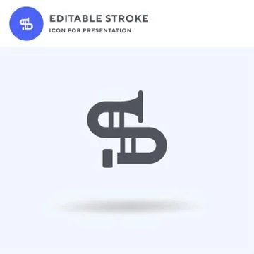 Trombone icon vector, filled flat sign, solid pictogram isolated on white, lo イラスト素材