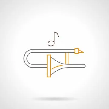 Trombone melody flat line vector icon Stock Illustration