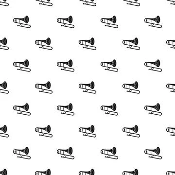 Trombone musical instrument seamless pattern background Stock Illustration