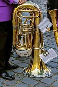 Trombone musical in pause Stock Photos