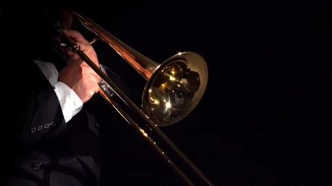 Trombone Player in the Shadows Stock Footage 111952457