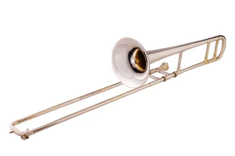 Trombone on white background Stock Photos