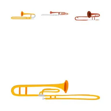 Trombones musical instruments flat vector illustrations collection Stock Illustration