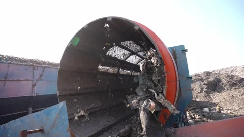 Trommel Screen Drum Sorting Municipal Solid Waste At Bhalswa Landfill Stock Footage 248058632